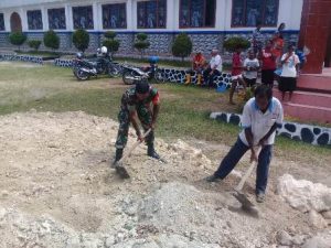 Karya Bakti Koramil Manokwari di Gereja Sion Sanggeng Manokwari